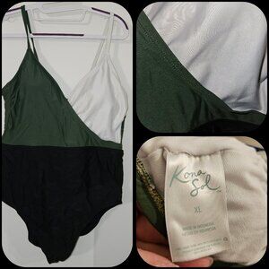 SIZE XL KONA SOL swinsuit Colorblock Green White Black